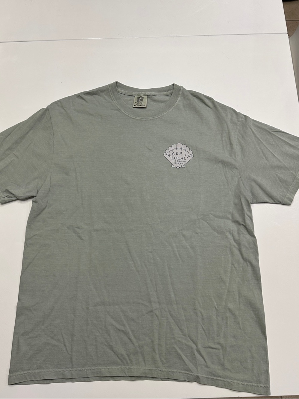 Comfort Colors Grey-Green "Keep It Local Long Island" Shell Graphic Tee XL